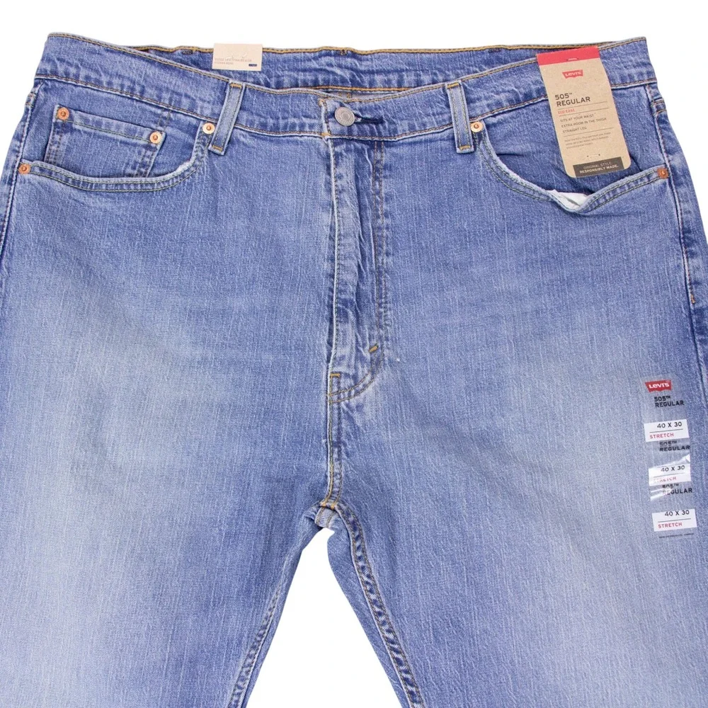 NWT Levis 505 Regular Fit Straight Leg Stretch Jeans Blue 40x30 00505-2378